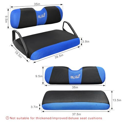 Golf Cart Seat Covers Front & Rear Set for EZGO TXT RXV | Also Fits Club Car DS - 2000-Up | Breathable Mesh | Cool & Sweat-Proof | Machine Washable | Easy to Install, Black&Blue - color: Black & Blue, size: Rear + Front Seat EZGO TXT RXV Club Car DS 2000-