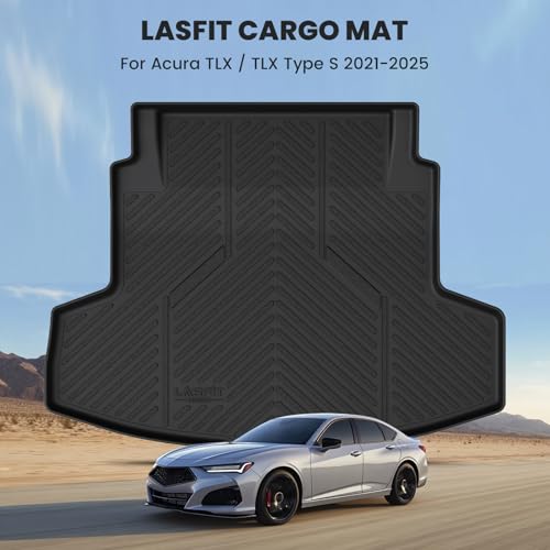 LASFIT Cargo Mat for Acura TLX 2021-2025 Sedan Custom Fit Trunk Mat Cargo Liner with Raised Edges, All Weather TPE Trunk Liner for Rear Cargo Area Protection, Black - size: 2021-2025 | For Acura TLX | Cargo Mats