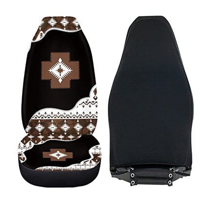 Dreaweet Boho Car Accessories Aztec Seat Covers for Cars SUV Trucks,Native American Indian Ethnic Tribal Geometric Pattern Car Seat Covers Front Seats Only,Brown Navajo Design - color: Brown Navajo Print