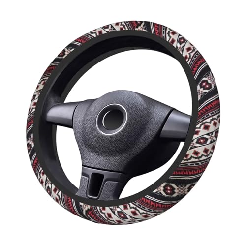 Steering Wheel Cover Red Aztec Southwest Car Accessories for Women Men Girls Aztec Western Ethnic Steering Wheel Protector, Gray Anti Slip Auto Steering Wheel Wrap Cover, Maya - color: Aztec