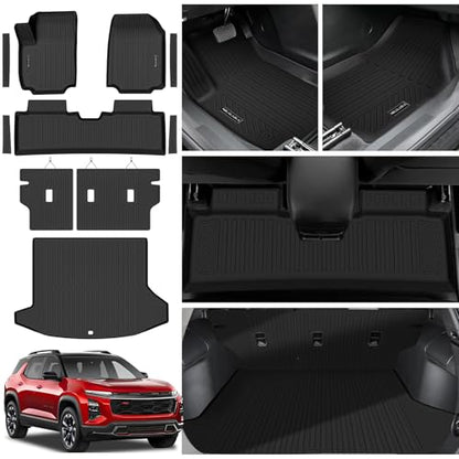 Floor mats & Trunk Mat & Backrest Mat Fit for 2025 2026 Chevy Equinox Fuel (Non EV)/GMC Terrain Cargo Mat All Weather TPE Protection Waterproof Floor Liners 2025 Equinox Accessories,Black - size: Full Set Mats for 2025 2026 Equinox