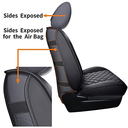 Tomatoman Tacoma Seat Covers Customized for 2005-2025 2026 Truck Sport Gen SR Extended Pro Off-Road Pickup V6, Waterproof Faux Leather Car Cushions(2 PCS Front, Black) - color: 2 PCS Front/Black