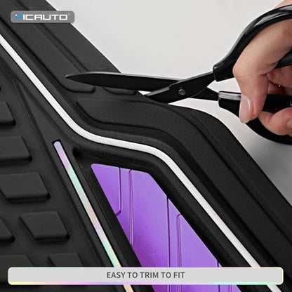 PIC AUTO Car Floor Mats, Purple Aluminum-Molded with Full-Circle Iridescent Inlay Strip Car Mats, Universal-Fit Rubber Mats for Cars, Trucks & SUVs, All-Weather, Non-Slip, Easy-to-Clean Interior Mats - color: Purple