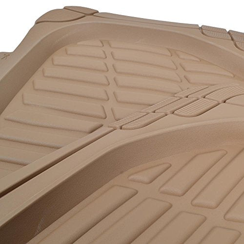 BDK Beige Heavy Duty Front & Rear Rubber Floor Mats Universal Liners for Car SUV Van & Truck, All Weather Protection with Anti-Slip Nibs, Fit Contours of Most Vehicles - color: 921-BG