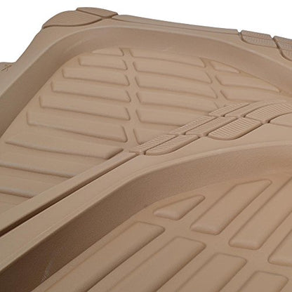 BDK Beige Heavy Duty Front & Rear Rubber Floor Mats Universal Liners for Car SUV Van & Truck, All Weather Protection with Anti-Slip Nibs, Fit Contours of Most Vehicles - color: 921-BG