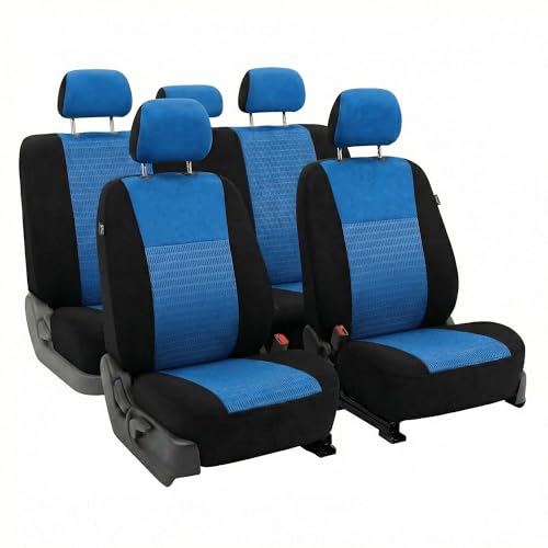 FH Group Car Seat Covers Trendy Elegance Blue Full Set Automotive Seat Covers, Airbag and Split Rear Combo Non-Slip Dash Grip Pad Universal Fit Interior Accessories Cars Trucks SUV Car Accessories