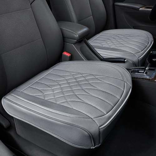 BOPUOVRE 2-Pack Leather Front Car Seat Covers - Bottom Car Seat Covers Fully Wrapped, Non-Slip and Waterproof, Fits Most Vehicles Gray - color: gray, size: 2 piece