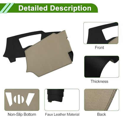 Faux Leather Dashboard Cover for BMW X6 with HUD 2023-2024 with Hud Dashboard Mat Anti-Slip Sun UV Heat Shield Protection Black 1 Pc
