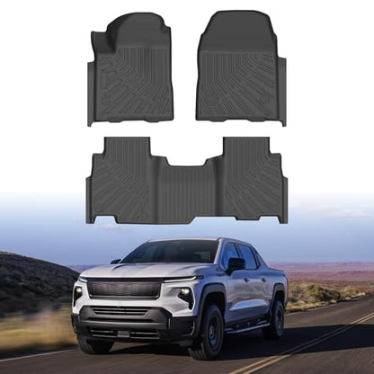 Cartist Floor Mats for Chevy Chevrolet Silverado EV RST/GMC Sierra EV Denali 2024 2025 2026 (Not for WT/LT), All Weather Floor Liners for Silverado Accessories, Heavy Duty TPE Car Mats - size: 1)Chevy Chevrolet Silverado EV RST 24+