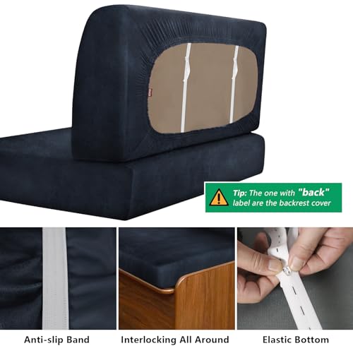 molasofa Leather Like RV Dinette Cushion Covers, RV Booth Seat Cover Stretchable Camper Cushion Couch Covers Washable Slipcovers for RV Camper Car Bench (1 Backrest Cover & 1 Bench Cover, 02Navy) - color: 02navy, size: 1 Bench Cover & 1 Backrest Cover
