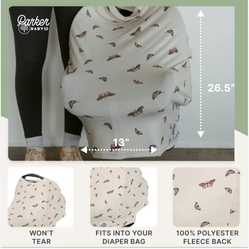 Parker Baby 4 in 1 Car Seat Cover for Girls and Boys - Stretchy Carseat Canopy, Nursing Cover, Grocery Cart Cover, High Chair Cover - "Butterfly" - color: Butterfly