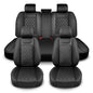 BEITK Leather Car Seat Covers Full Set,Unique Rear Design Easy to Install Car Seat Cover Protectors,Universal Full Surround Front Back Auto Seat Cover,Car Seat Cover for Sedan Cars Pick-up Trucks SUV - color: Seat Cover Full Set Black