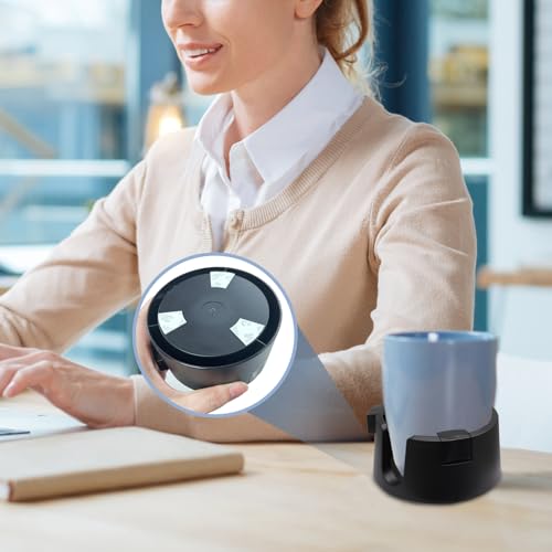 Anti Spill Cup Holder - Adjustable Plastic Drink Holder - Adhesive Desk Cup Holder for Home Office Couch Table - Black - color: Black