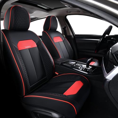 Car Seat Covers Front Set, Black Car Seat Cover, Breathable Premium Leather Seat Covers, Automotive Vehicle Seat Covers for Cars Trucks Vans SUVs Sedans (Black&red line) - color: New Black&red line, size: Frontpair