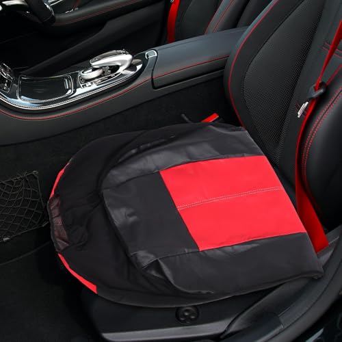 UPKOCH Waterproof Car Seat Cover Set with Breathable Fabric, Non-Slip Front and Rear Seat Protectors for SUV and Truck Interior, Crimson and Ebony Cushion and Pillow Included