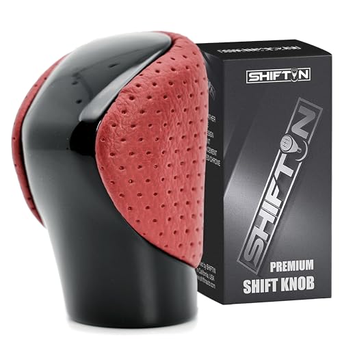 Gear Shift Knob Shifter for Lexus ES GS GX IS-250 NX RC RX 200t 250 300 300h 350 350L 450h 450h 450hL 460 500 Nuluxe Alcantara (Circuit Red Leather/Piano Black) - color: Circuit Red Leather / Piano Black