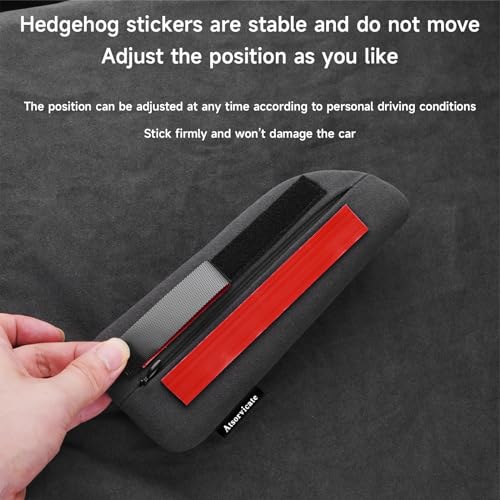Italian Alcantara Style Fur Car Elbow Rest Pad - Universal Armrest & Knee Cushion - Thigh Support Comfort Pillow - color: Black Line Right