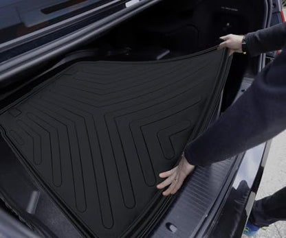 Volvo XC60 2010-2017 Cargo Liner 3D Custom Fit Heavy Duty All Weather Rubber Car Trunk Liners Waterproof Odorless Non-Slip Soft TPE Cargo Mats (Black) by RizLiner - size: XC60 2010 - 2017 Cargo