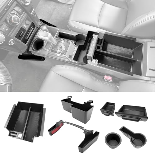 Center Console Organizer for 2014-2024 Toyota 4Runner Upgraded Hanging Armrest Box Storage Drawer Cupholder Inserts Shifter Tray for 4 Runner Accessories(Fit 14-24/5PC Center Console Organizer) - color: 14-24 5PC Center Console Organizer