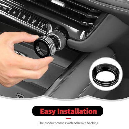 RT-TCZ Center Console Switch Knob Button Cover AC Radio Switch Knob Cover Trim Interior Accessories for Chevrolet Chevy Tahoe 2024 2025,7PCS (Black) - color: Black