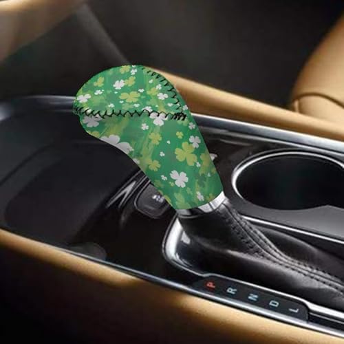 Green Shamrock Print 2 PCS Car Handbrake Cover Car Shift Knob Cover Wear-Resistan Auto Handbrake Grip Cover and Car Gear Shift Knob Cover St. Patrick's Day Accessories - color: Green Shamrock