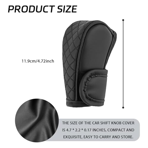Car Shift Handle Transmission Knob Cover Accessories, Eco-Leather Car Shift Cover, Center Console Magic Tape Gear Lever Protector Universal for Most Cars(Black) - color: Black