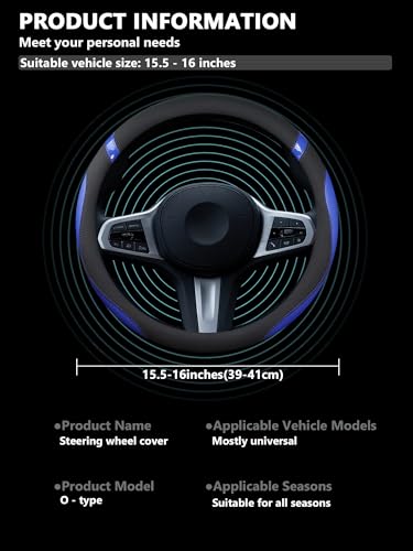 Cxtiy Universal 15.5-16 Inch Steering Wheel Cover – Non-Slip Microfiber Leather, Easy Install, Thickened Grip, All-Season Comfort for Cars & Trucks (Navy Blue, 15.5"-16") - color: Navy Blue