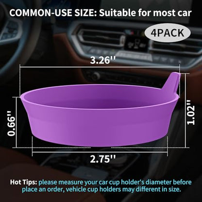 ME.FAN Car Cup Holder Coasters [4 Pack] Silicone Cups Mats, Automotive Universal Non-Slip Recessed Interior Accessories Deep Purple - color: 4pack-deep Purple