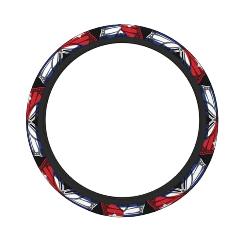 Butterfly Cuban Flag Breathable Neoprene Steering Wheel Cover - Anti-Slip Floral Design Universal Fit for Cars/Trucks/Suvs (14.5"-15" Inch) - color: Butterfly Cuban Flag