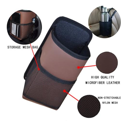 Large Car Cup Holder Expander, Fits Large 24/36/40/46oz Water Bottles, Big Drinks Holder Bag- Universal Auto Vehicle for Cars, SUV & Truck RV's golf-carts (Brown) - color: Brown
