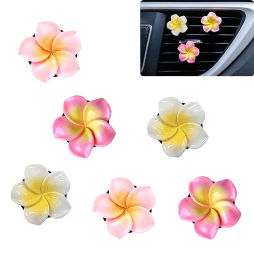 6 PCS Car Vent Air Freshener Clip Women Cute Car Decorations Accessories Pink Flower Car Interior Accessories (6 Pcs Egg Flower)