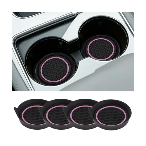 4PCS Car Cup Holder Coasters, Dustproof Non-Slip Vehicle Water Bottle Mat Insert Cushion, Shockproof Auto Interior Drink Cup Holder Decor Pad, Universal Fit (Pink) - color: Pink
