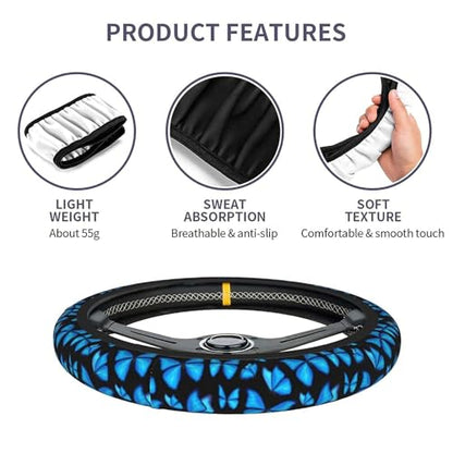 Blue Butterfly Steering Wheel Covers Non Slip Neoprene Steering Wheel Protector Universal 15 inch for Women Men Car - color: Black18