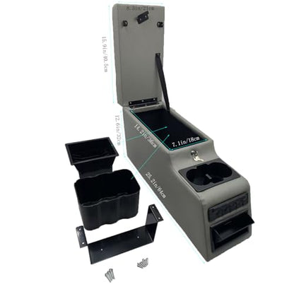 Truck Center Console Truck Seat/Bench Organizer for Jeep CJ5 1976-1983,Jeep CJ7 1976-1986,Jeep Wrangler(YJ) 1987-1995 (Grey) - color: Grey