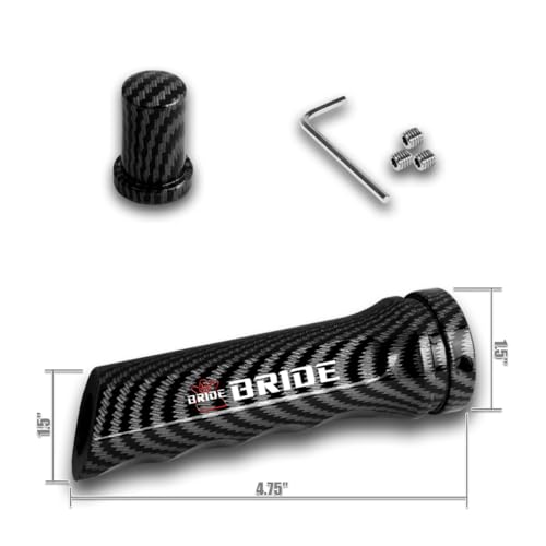 W-POWER Universal Auto Car Aluminum Handbrake Cover Hand Brake Sleeve Handle Protector (JDM Bride - Carbon Look)