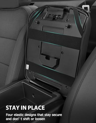 Center Console Cover for 2019-2026 Chevy Silverado & GMC Sierra 1500 2500 3500 HD Accessories, 40/20/40 Jump Seat, Vinyl Leather Arm Rest Protector, Anti-Scratch, Black Gray Stitching