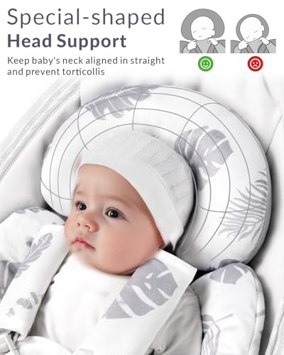 Generic Infant Car Seat Insert Compatible with Mamaroo Swing & Graco Swing and Infant Car Seat, Newborn Insert Baby Head Body Support, Reversible Design, Breathable Soft Fabric, 1Pcs - Grey Leaf - color: Grey Leaf