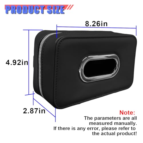 Car Tissue Holder, Leather Backseat Tissues Box Cover Rectangular Car Napkin Holder for 100-150 Tissues Organizer, Large Napkin Case Auto Headrest Hanging Mask Dispenser for SUV Sedan (Black)