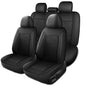 HChengkikz Leather Car Seat Covers, Breathable and Waterproof Seat Cover Full Set, PU Premium Universal Fit Automotive Airbag Compatible for Cars Sedans SUVs Vans and Trucks (Full Seat, Black) - color: N1 Black, size: Full Set
