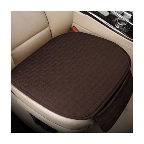 Front Car Seat Cover, Anti-Slip Driver Seat Cushion Protector with Storage Pocket, Cooling Breathable Linen Bottom Pad for Most Vehicle Front Seats, Car Accessories (Front Coffee) - color: Front Coffee