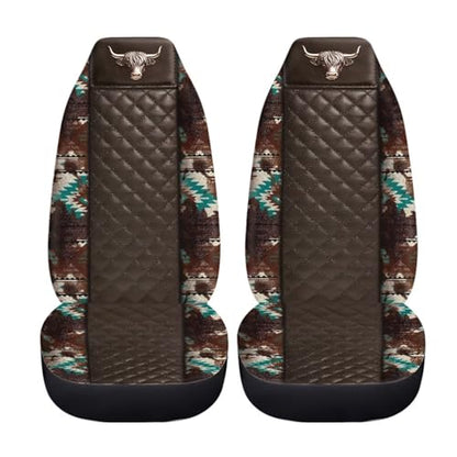 Howilath Bull Print Car Seat Cover Set of 2 Elastic Interior Accessories Front Bucket Seat Covers Fit SUV Sedan Truck, Easy to Install - color: Bull Print