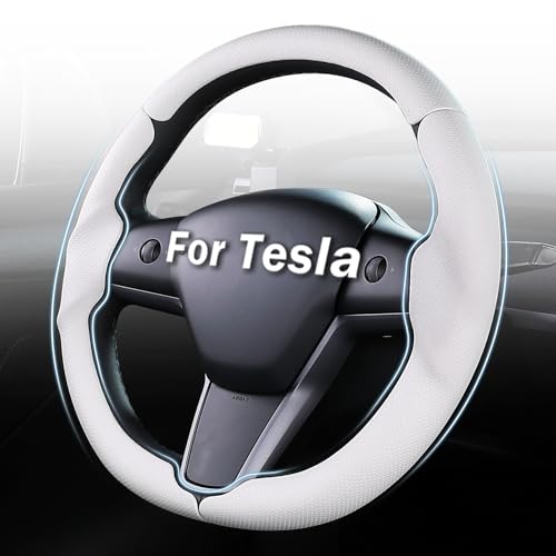 Steering Wheel Cover for Tesla Model 3 (2017-2023) / Model Y (2020-2024),Anti-Slip,Comfortable Grip, Breathable,Customized for Tesla Model 3/Y Accessories,Nappa White - color: Nappa White, size: For Model 3 (2017-2023) / Model Y (2020-2024)