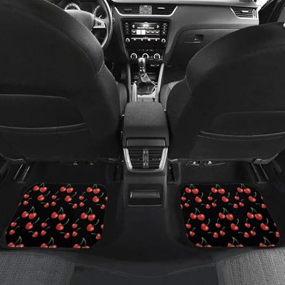 Red Cherry Black Automotive Floor Mats Front and Rear Car Mat Carpet Set 4 Pcs Fit for SUV,Vans,sedans,Trucks - color: Red Cherry Black
