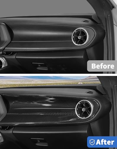 4PCS Carbon Fiber Center Console Gear Shift Panel Trim Cover Gear Shift Panel Trim Cover Cup Holder Frame Interior Decoration Kit Accessories fit for Chevrolet Camaro 2016-2022