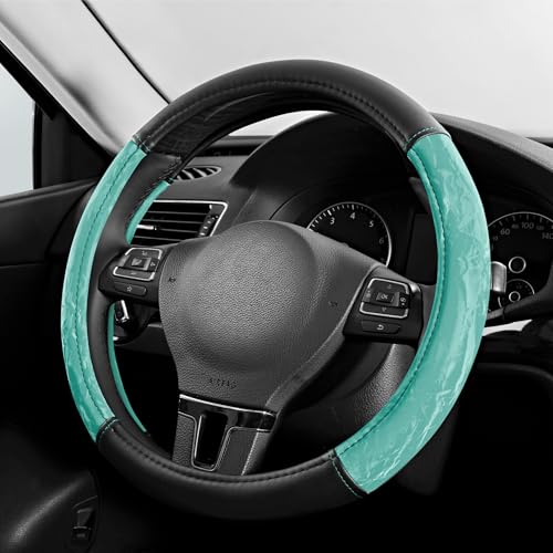 PIC AUTO Steering Wheel Cover, Silk Grain Leather Car Steering Wheel Protector, Comfortable Grip, Universal 14.5-15.5 Inch Anti-Slip Steering Wheels Accessories for Men & Women (Mint) - color: Mint