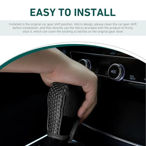 Car Gear Shift Knob Cover, 2.75" x 4.72" Anti-Slip Leather Car Shifter Protector, Automatic & Manual Transmission Universal Auto Interior Decoration for Cars, SUVs, Trucks (Black)