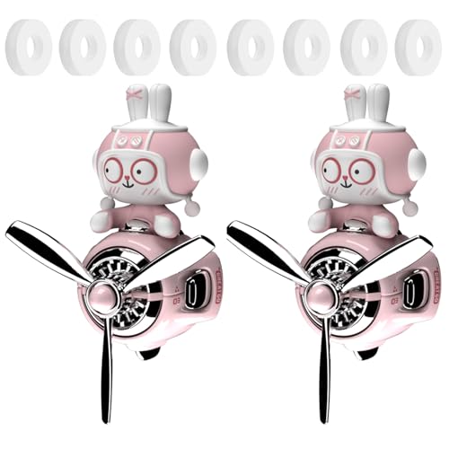 2Pcs Car Air Fresheners, Cute Bear Pilot Automotive Air Outlet Creative Car Perfume Diffuser, Automotive Accessories Air Vent Decoration with 8 Fragrant Tablets (Pink 1+Pink 1) - color: Pink 1+Pink 1