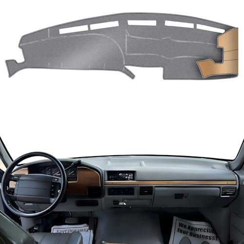 Dashboard Cover Dash Mat Fit for 1996-1992 Fo-rd F-150 Bronco,1997-1992 F-250 F-350 (for Left Hand Drive),Car Dash Board Mat Anti-Glare Carpet,Non-Slip Pad Sunshield Protector (Grey) - color: Gray, size: Fit 92-96 Ford F-150 - (Gray)