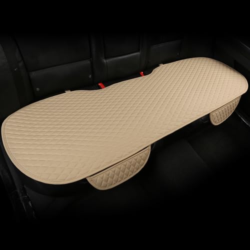 West Llama Pu Leather Car Seat Bottom Covers Protectors Include 1 Rear Bench Seat Cover Universal Fit 90% Vehicles,Beige - color: E-Beige, size: Universal Fit - Rear Only