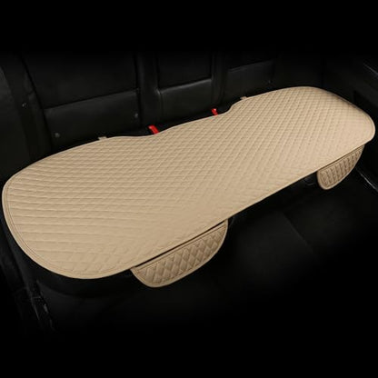 West Llama Pu Leather Car Seat Bottom Covers Protectors Include 1 Rear Bench Seat Cover Universal Fit 90% Vehicles,Beige - color: E-Beige, size: Universal Fit - Rear Only
